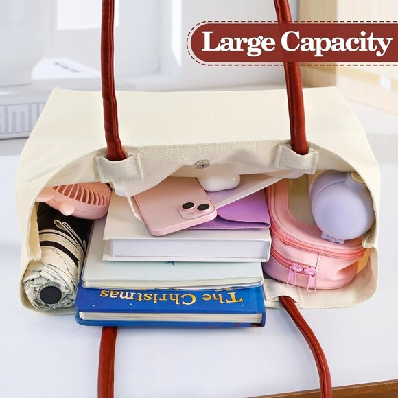 Teacher Tote Bag Canvas Large Capacity Everyday Work Travel Gift - Picture 7 of 7